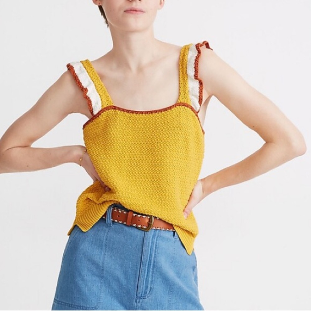 Madewell Crocheted Ruffle-Strap Sweater Tank